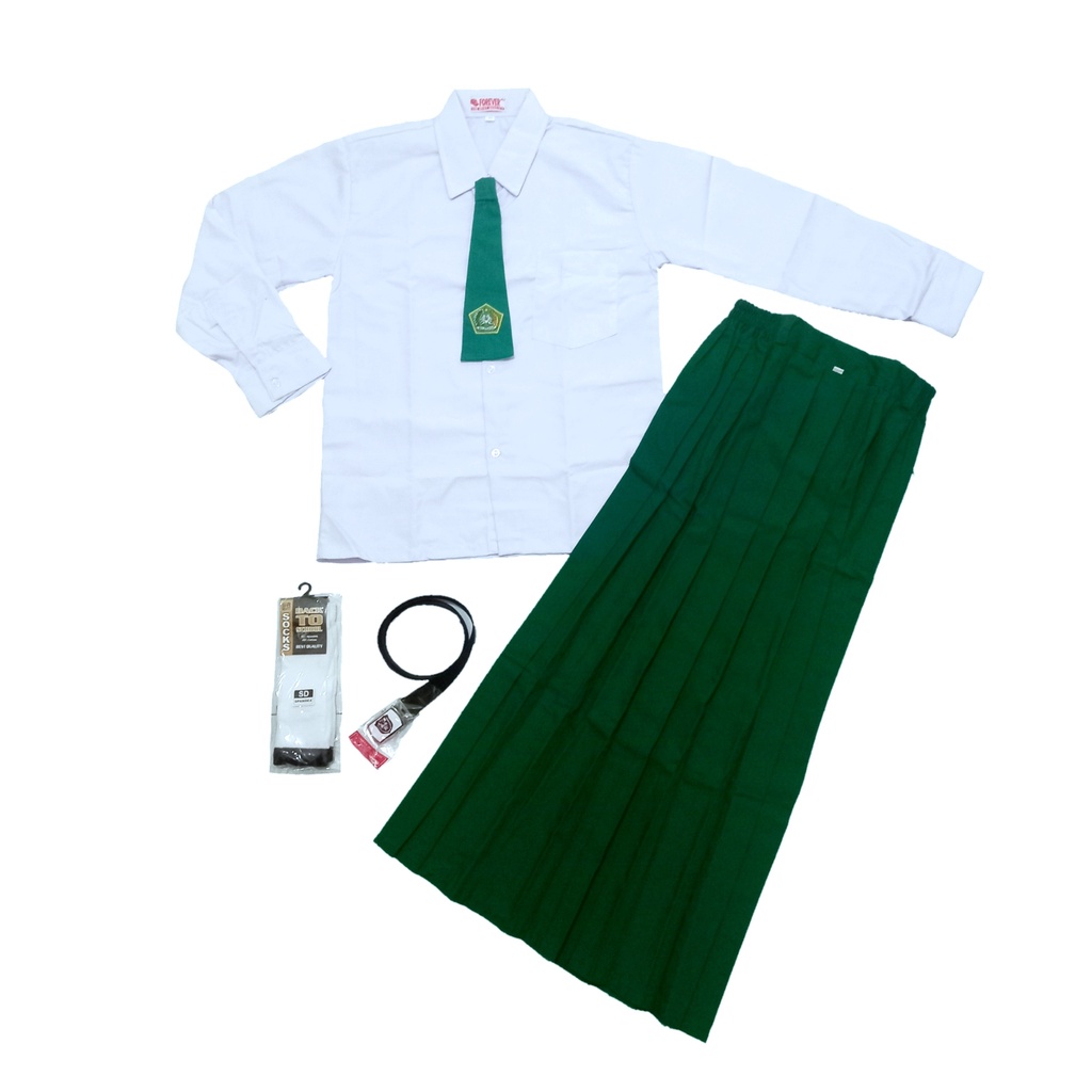 Jual setelan seragam sekolah MI putih hijau perempuan sd lengan panjang  Indonesia|Shopee Indonesia
