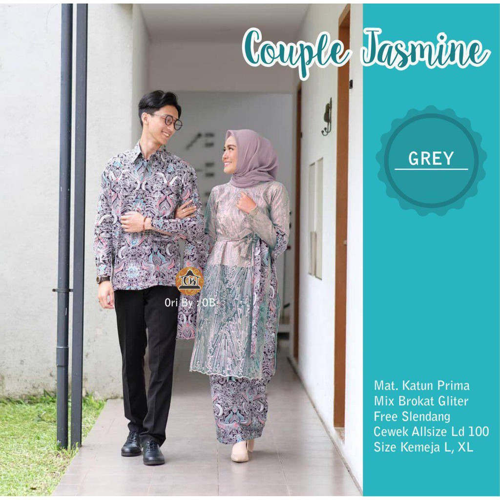 Jual Kebaya Lamaran Tunangan Baju Kondangan Couple Sarimbit Batik Seragam  Bridesmaid Groom Kalila Grey Indonesia|Shopee Indonesia