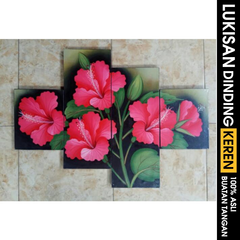 Download gambar mewarnai bunga kembang sepatu yang . Lukisan Panel Bunga Kembang Sepatu Merah Sunny E2 9d A4 Ef B8 8flukisan Dinding Bahan Kanvas Dan Ak Shopee Indonesia