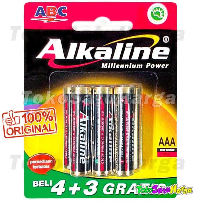 Baterai ABC ALKALINE AAA / A3 7Pcs | Battery ABC ALKALINE 4+3 | Shopee  Indonesia