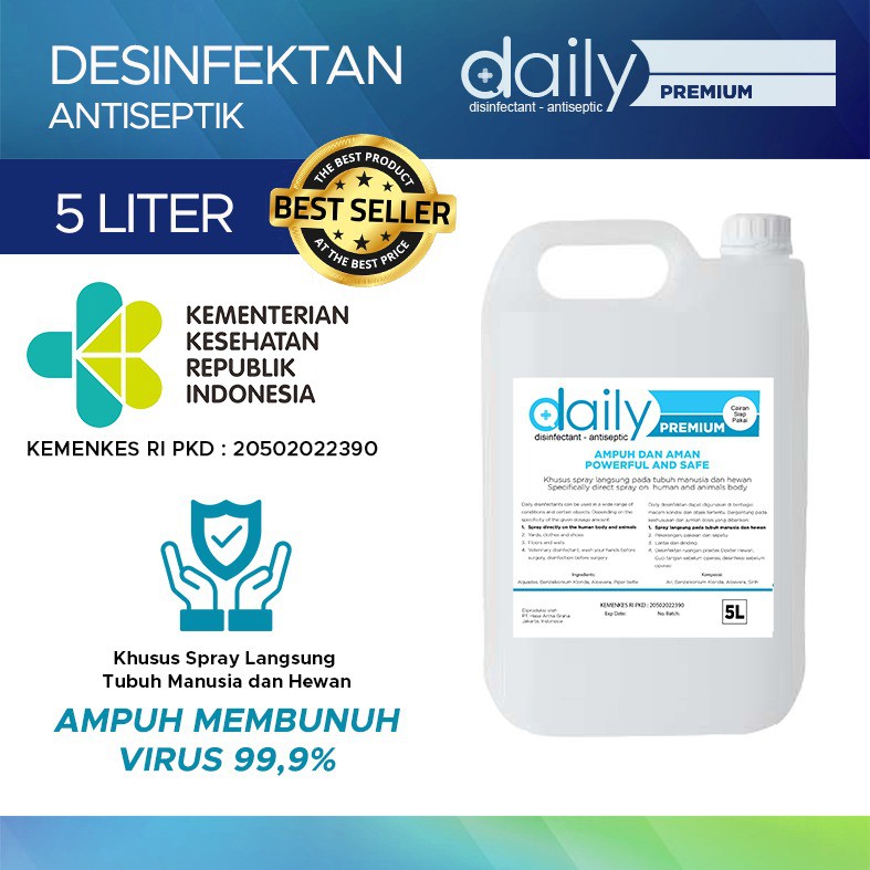 Cairan Desinfektan Premium / Disinfektan Daily 5 Liter / Langsung Pakai /  Kemenkes | Shopee Indonesia