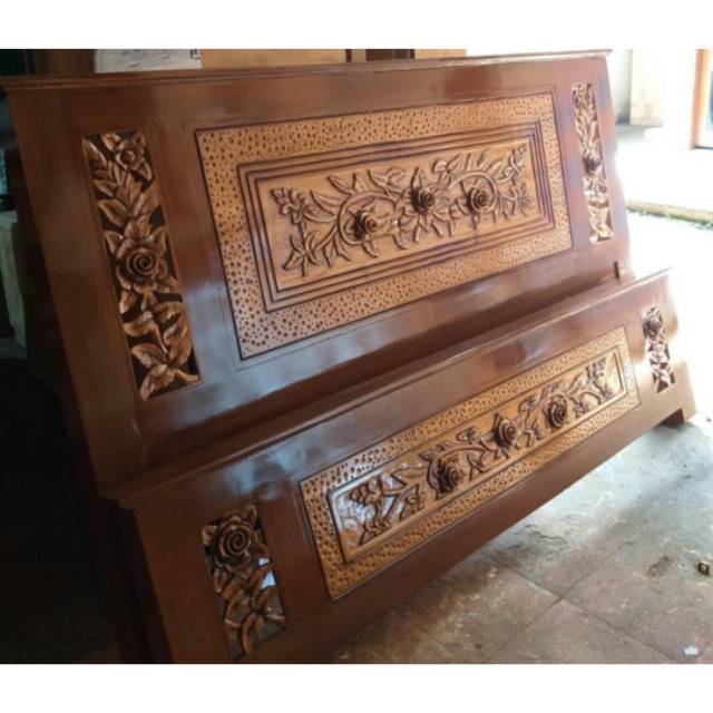 Dipan minimalis jati Jepara - ranjang jati minimalis - kamar set jati - dipan  jati ukiran jepara | Shopee Indonesia