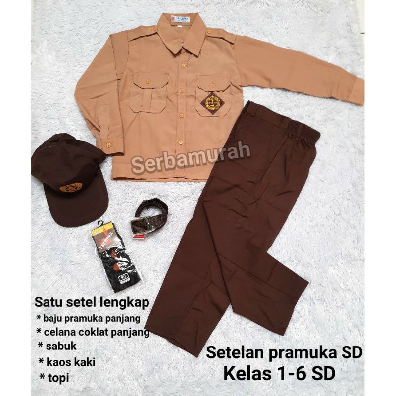 Jual Setelan seragam pramuka sd baju panjang celana panjang laki-laki set  lengkap Indonesia|Shopee Indonesia