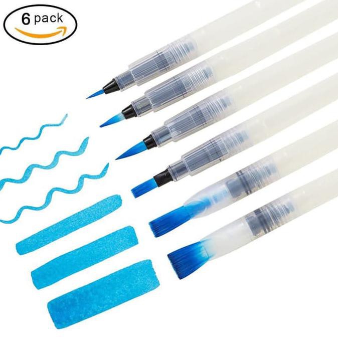 TERLARIS Kuas Lukis Cat Air Water Brush Refillable 6PCS TERBAIK J119 |  Shopee Indonesia