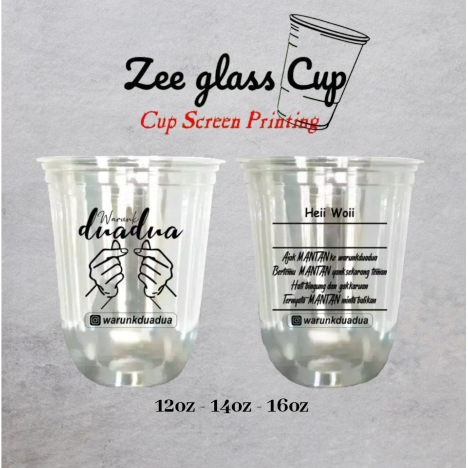 SABLON CUP PRINTING CUP SABLON CUP OVAL GELAS PLASTIK CUP OVAL  12-14-16-18OZ | Shopee Indonesia