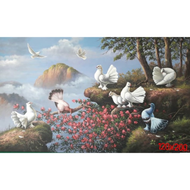 Jual Lukisan Kanvas . Lukisan Tangan Lukisan Burung Lukisan Pemandangan Alam . Indonesia|Shopee Indonesia 640_X_640_jpg