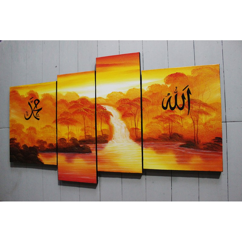 Jual Lukisan Buatan Tangan Kaligrafi Pemandangan Motif Air Terjun Sunset/Hiasan Dinding/Dekoratif Indonesia|Shopee Indonesia 800_X_800_jpg
