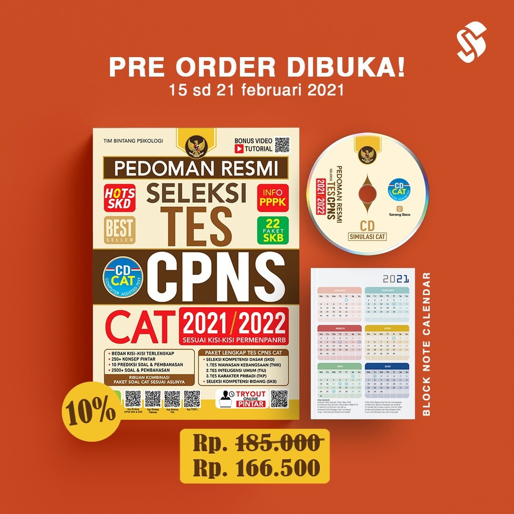 Soal tersebut kami susun berdasarkan pengalaman peserta tes skd cpns . Ready Stok Pedoman Resmi Seleksi Tes Cpns Cat 2019 2020 2021 2022 Free Cd Original Shopee Indonesia