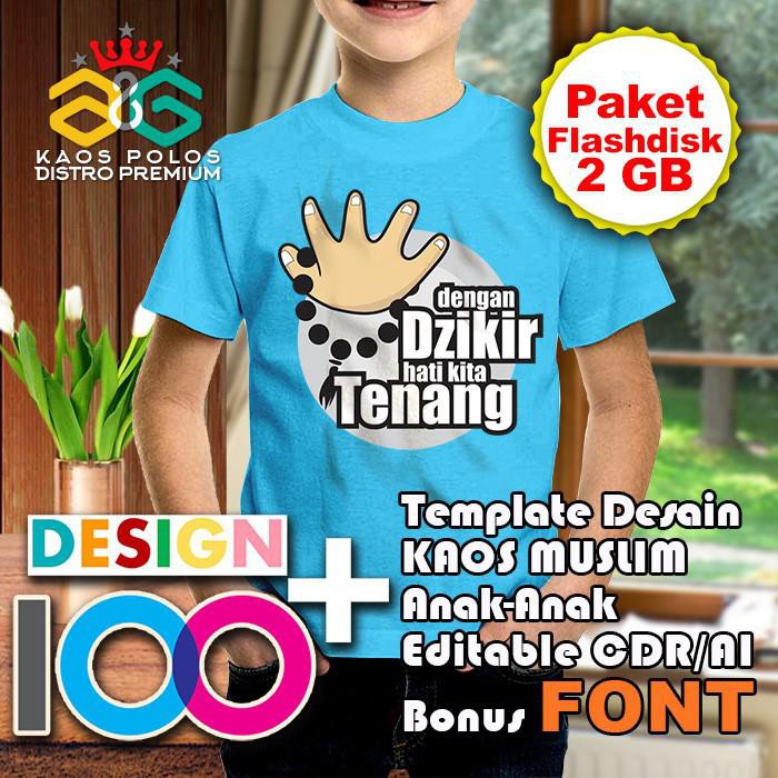 Kaos polos depan belakang coreldraw, mockup kaos anak cdr,. Template Desain Kaos Distro Muslim Anak Koleksi 100 Disain Bisa Diedit Shopee Indonesia