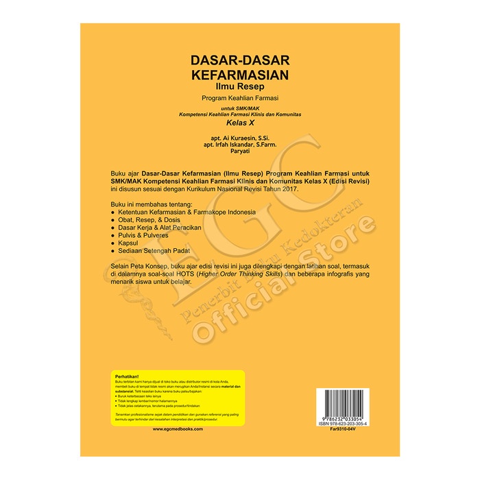 Jual BAYAR DITEMPAT Egc Dasar Kefarmasian Ilmu Resep Kelas X Smkf Jabar  MURAH Indonesia|Shopee Indonesia