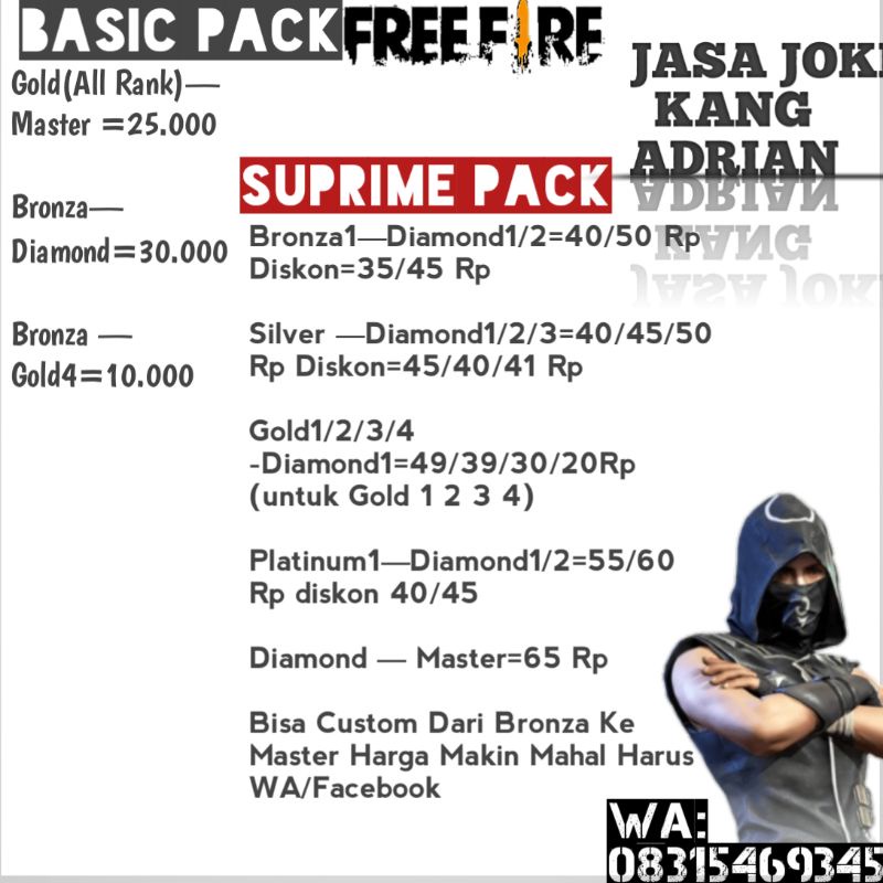 Fastwork menyediakan jasa joki berbagai game online dari gamers profesional, seperti latihan main game, push rank hingga partner game harga terjangkau. Harga Joki Free Free Fire Terbaru September 2021 Biggo Indonesia