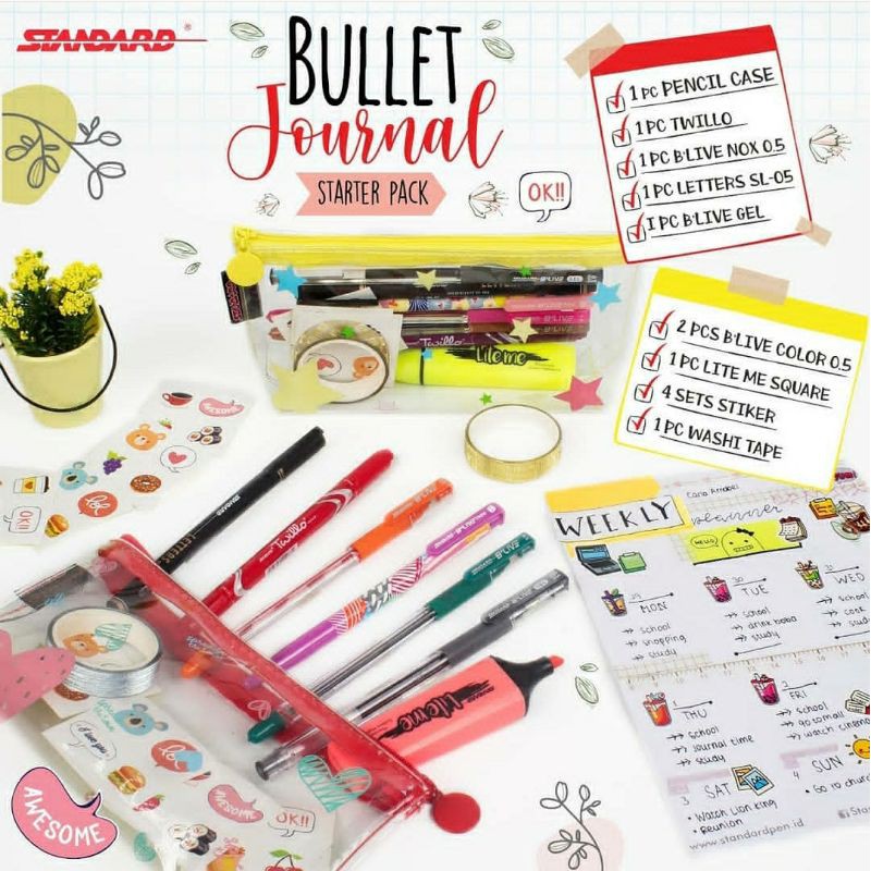 Are you into bullet journaling? Jual Standard Pen Pencil Case Set Bullet Journal Series Package Red Paket Tempat Pensil Merah Indonesia Shopee Indonesia