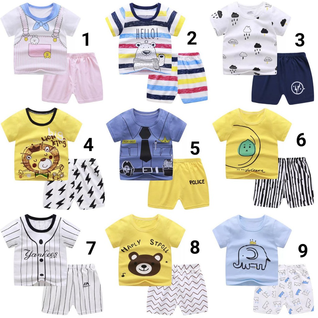Barang yang anda terima sesuai dengan gambar. Setelan Lengan Pendek 1 4 Tahun Pakaian Anak Laki Laki Perempuan Baju Anak Pakaian Harian Kartun Shopee Indonesia