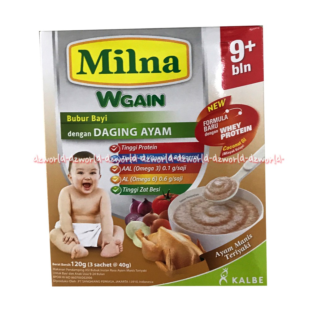 Milna Wgain Ayam Manis Teriyaki Ayam Bayam 120gr bubur bayi Penambah berat  badan bayi | Shopee Indonesia