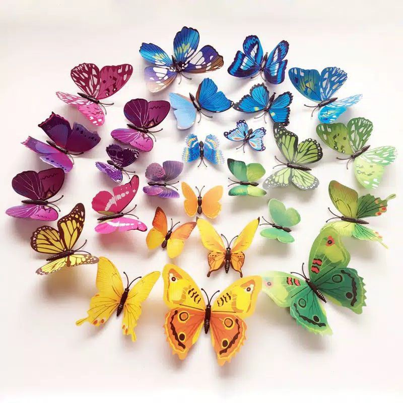 Everyone can learn 3d trick art with this simple trick.i have used camlin. Stiker 3d Butterfly Rainbow Isi 12 Pcs Hiasan Dinding Shopee Indonesia