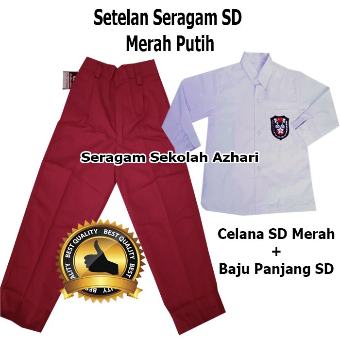 Jual Setelan Seragam Sekolah SD Merah Putih Panjang Laki Laki-Satu Stel  Seragam SD Putra Lengan Panjang-Seragam SD-seragam Sekolah SD Laki Laki-Seragam  Sekolah-Baju SD Indonesia|Shopee Indonesia