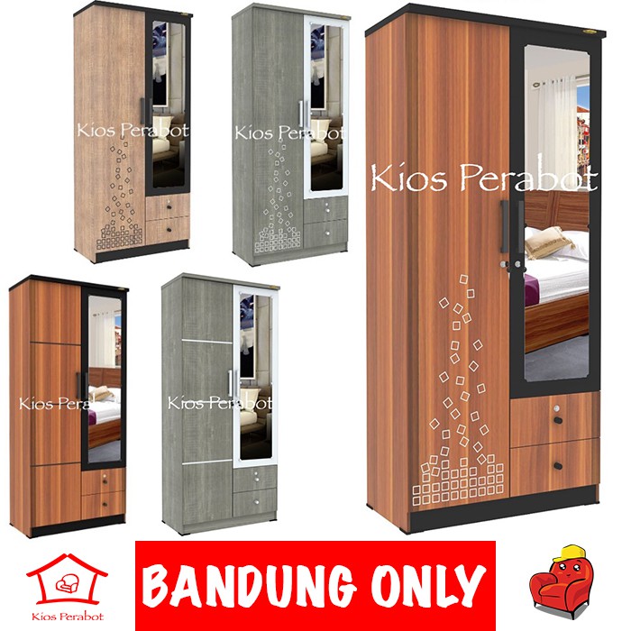 Berapa ukuran lemari pakaian pintu 3 ? Lemari Baju 2 Pintu 2 Laci Romaro Cermin Panjang Lemari Pakaian Shopee Indonesia