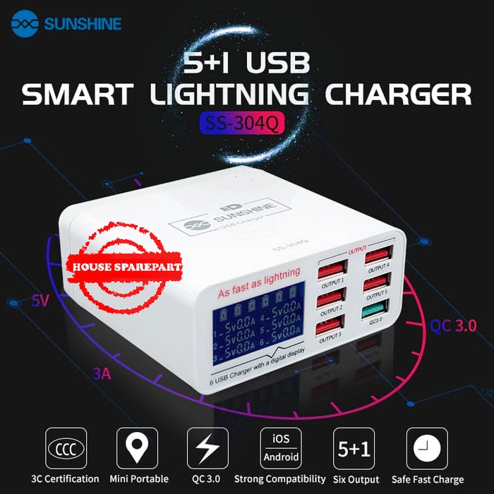Sunshine SS-304Q Super Fast USB Port 5+1 Quick 3.0 Fast Charging | Shopee  Indonesia