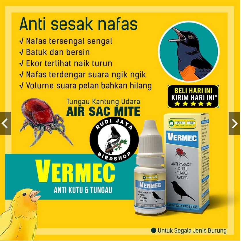 Jual VERMEC NUTRIBIRD OBAT BURUNG PATEN IMPORT SAKIT ANTI SESAK NAFAS MEGAP SUARA  SERAK GANGGU PERNAFASAN Indonesia|Shopee Indonesia