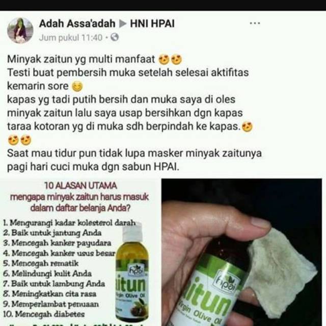 25.10.2021 · minyak ini juga dipercaya ampuh mengatasi jerawat dan komedo. Minyak Zaitun Hni Hpai Extra Virgin Olive Oil Untuk Kesehatan Wajah Rambut Kulit Dan Bibir Shopee Indonesia