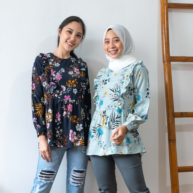 Setelan rok brukat cord kombinasi shantel/wolfis import. Chamele - Hoya Ayudya Floral Blouse Atasan Wanita Busui
