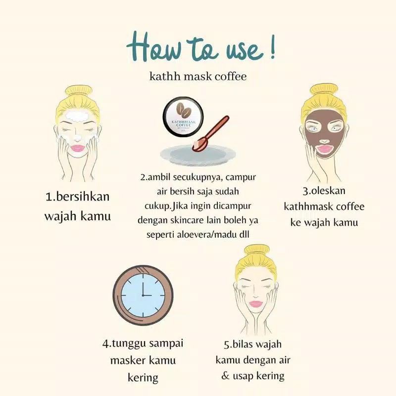 Membuat masker kopi untuk kulit cerah bersinar · siapkan 2 sendok makan kopi bubuk dan 1 sendok makan susu cair. Ready Stock Kathh Mask Coffee Masker Wajah 65gr Shopee Indonesia