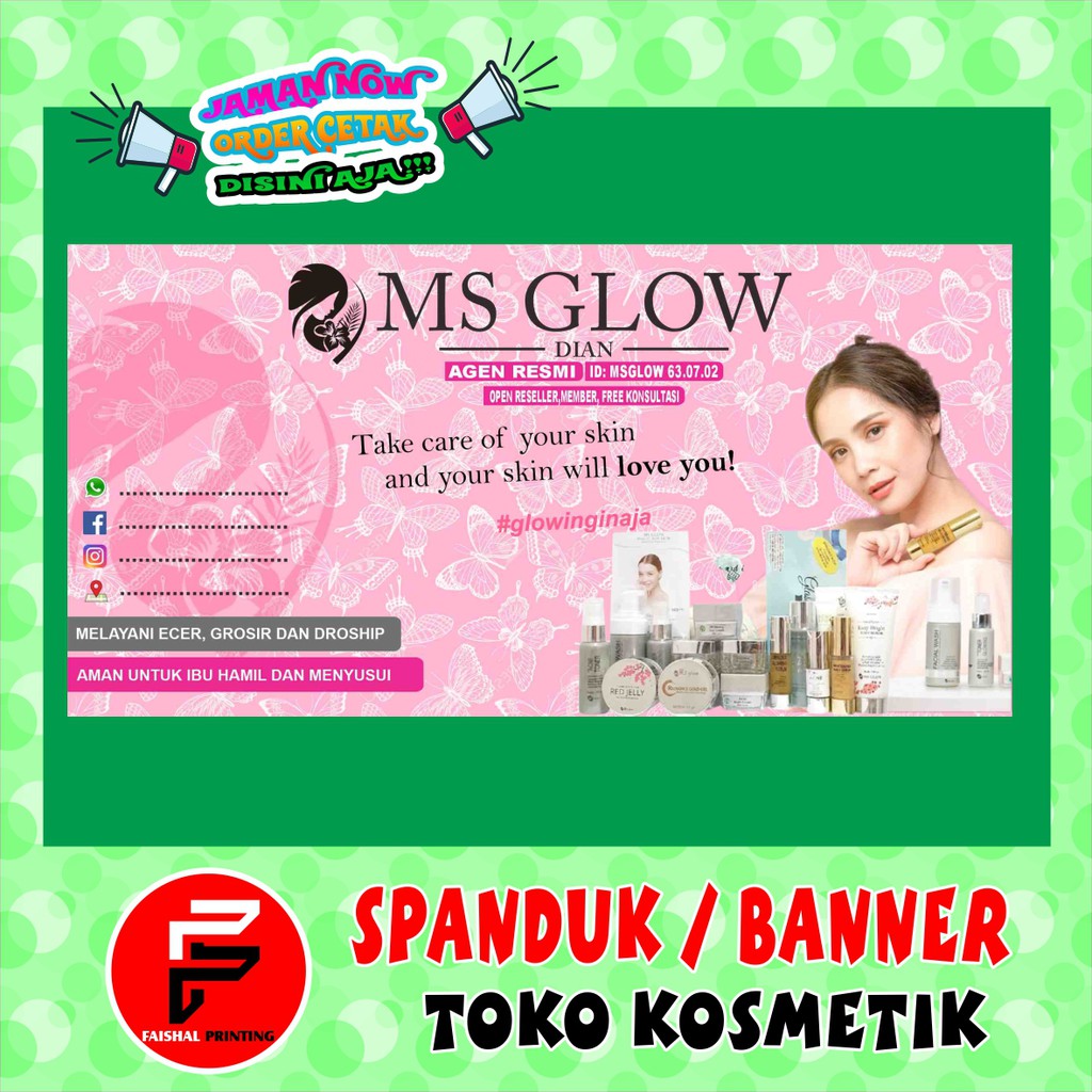 Apabila anda mencari spanduk promosi kosmetik set makeup aksesoris dekorasi . Spanduk Toko Kosmetik Banner Ms Glow Backdrop Kios Kecantikan Ukuran 2 X 1 Meter Rp60 000
