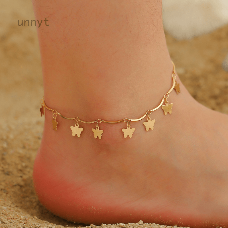 Pulseira Feminina Dourada Com Pingente De Borboleta