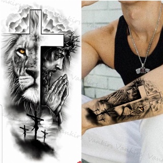 Tatuagem Temporária Masculina E Feminina Leão E Jesus Cristo - 21X11Cm Pronta Entrega - Removível - Xqb-380 | Shopee Brasil 320_x_320_jpg