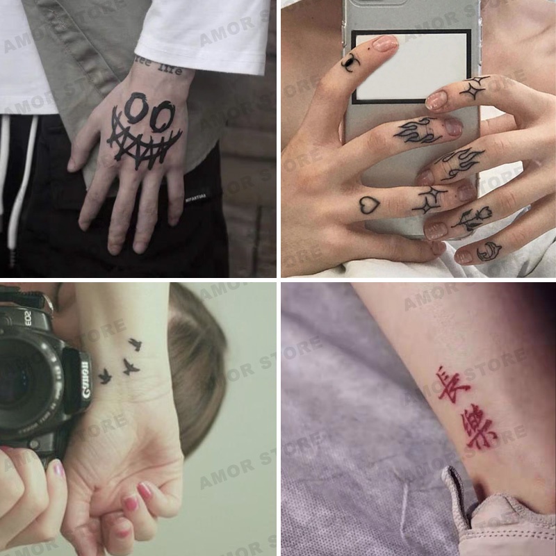 Tatuagem Temporária À Prova D'água, Adesivo De Chama Para Maquiagem Corporal, Tatuagem Com Smile, Flor Rosa Preta E Lisa, Tatuagens Falsas Com Flash | Shopee Brasil 800_x_800_jpg