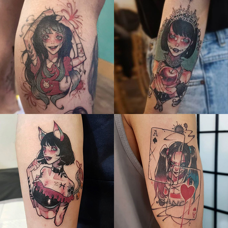 6 Pcs Escuro Mal Palhaço Menina Flor Braço Tatuagem Adesivos À Prova D 'Água Maré Feminino Simulação De Longa Duração Ins Vento Sexy Net Vermelho | Shopee Brasil 800_x_800_jpg