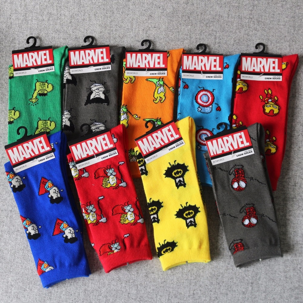 Meia Masculina Herói Quadrinhos Marvel / Meia Casual Cano