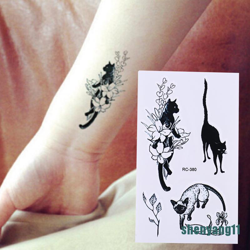 Sh > Adesivo De Tatuagem Temporária / À Prova D 'Água / Preto / Gato / Transferência De Água / Flash Tatoo | Shopee Brasil 800_x_800_jpg