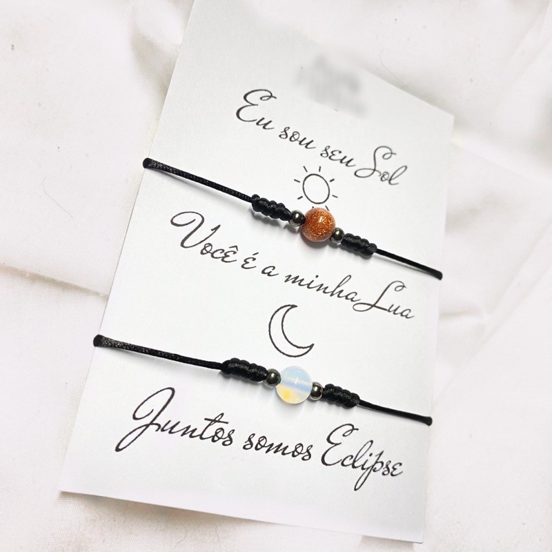 Kit pulseiras Casal Amizade sol e lua Shopee Brasil
