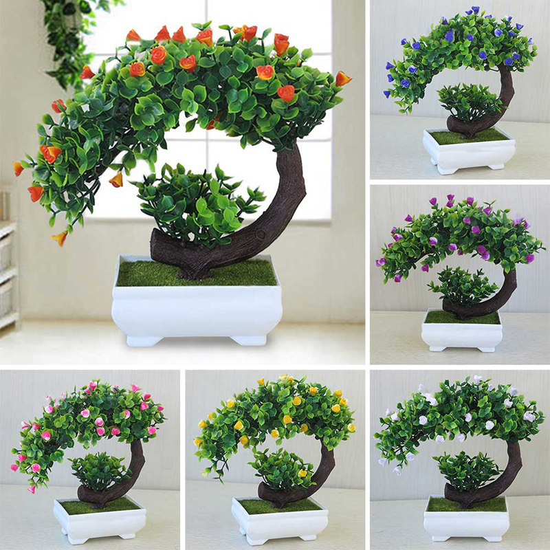 A christmas tree adorned with twinkling lights and ornaments is an essential holiday decoration. Jing Bonsai Tree In Square Pot Artificial Plant Decoration For Office Shopee Malaysia