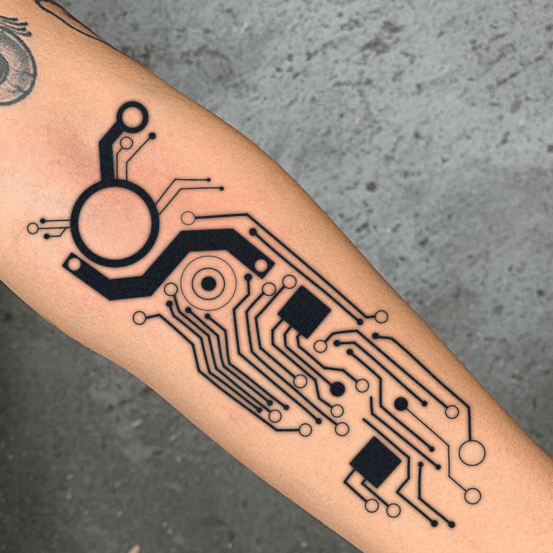 Circuit Board Cyberpunk Robot Tattoo Sticker Waterproof Temporary Tattoo | Shopee Malaysia 800_x_800_jpg