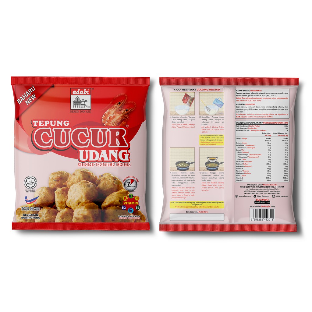 Tepung cucur lemak manis adabi khas untuk penyediaan hidangan snek lazat atau. Adabi Tepung Cucur Udang 200g Shopee Malaysia