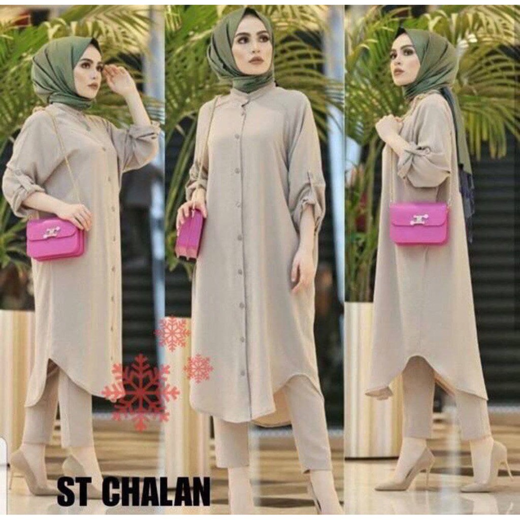 Baju atasan tunik tunic remaja muslim polos wanita cewek cokelat army . READY STOCK MALAYSIA 2 IN 1 SET ST CHALAN MURAH SET