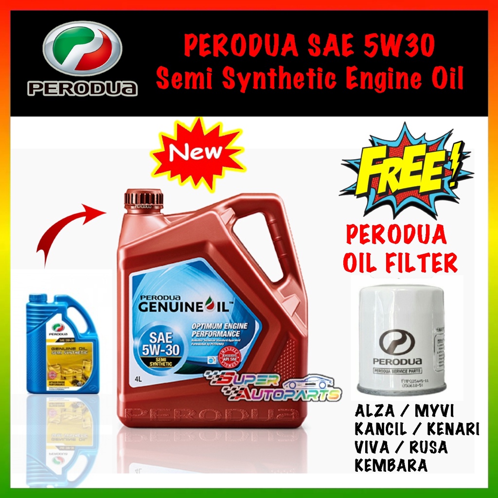 ( results based on 6 tests ) petrol: Perodua 5w30 5w 30 Semi Synthetic Engine Oil 4l Perodua Oil Filter 1pc Myvi Minyak Hitam Perodua Shopee Malaysia