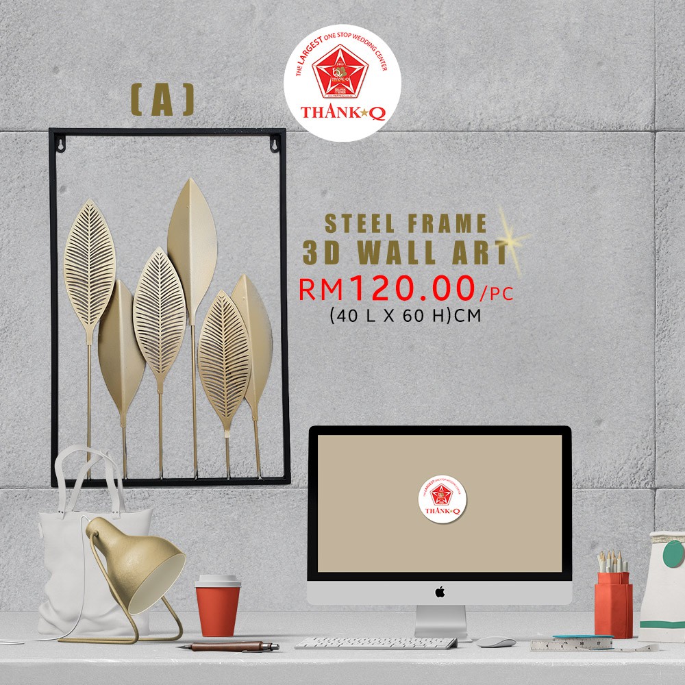 An expertly framed wall will. Viral 3d Steel Gold Leaf Wall Art Frame Metal Wall Decoration Toripical Design For Home Decor Shopee Malaysia