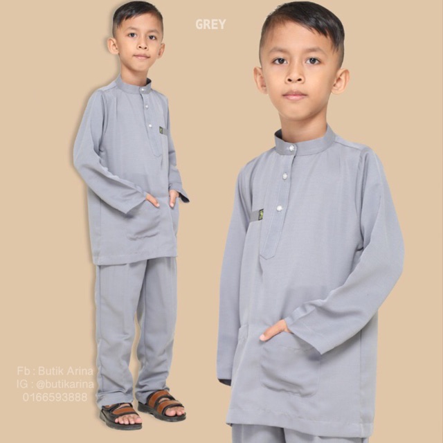 1) baju kurung readymade untuk budak 2) baju kurung readymade sedondon untuk si ibu dan anak 3) jubah atau kaftan untuk budak dan 4) baju melayu untuk budak. Baju Melayu Moden Budak Anak Kanak Kanak Kelabu Grey Shopee Malaysia