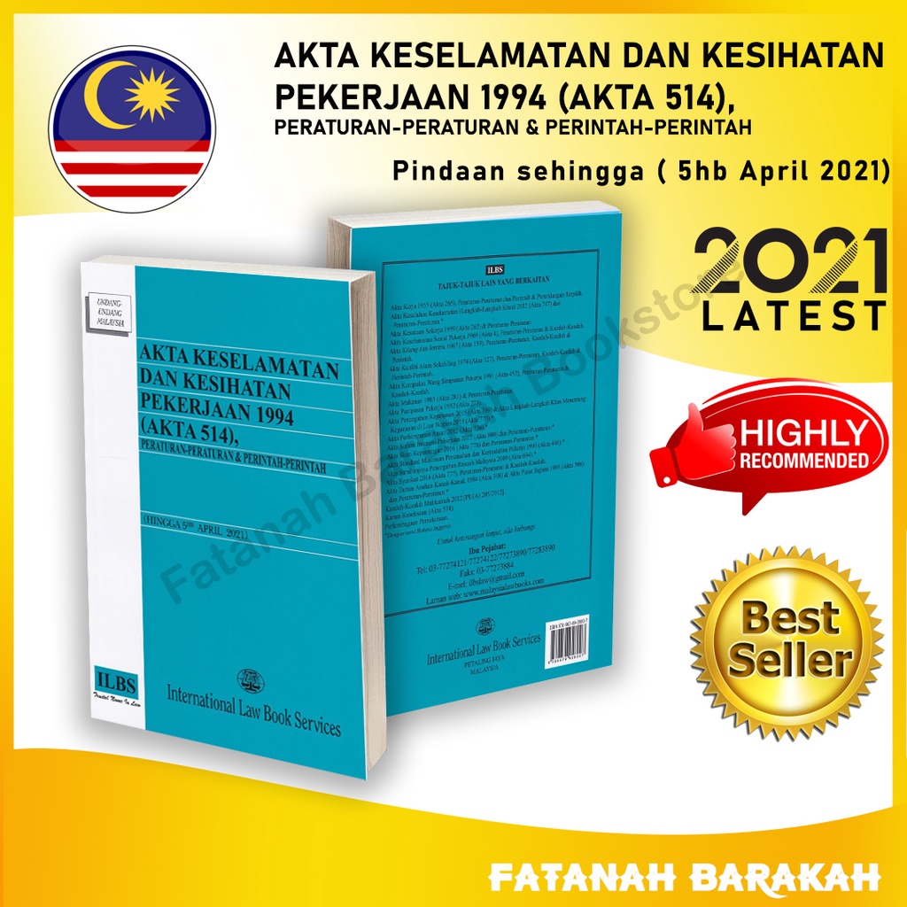 Suatu akta untuk membuat peruntukan lanjut bagi memastikan keselamatan, kesihatan dan . Akta Keselamatan Dan Kesihatan Pekerjaan 1994 Akta 514 Peraturan Peraturan Perintah Hingga 5hb April 2021 Ilbs Shopee Malaysia