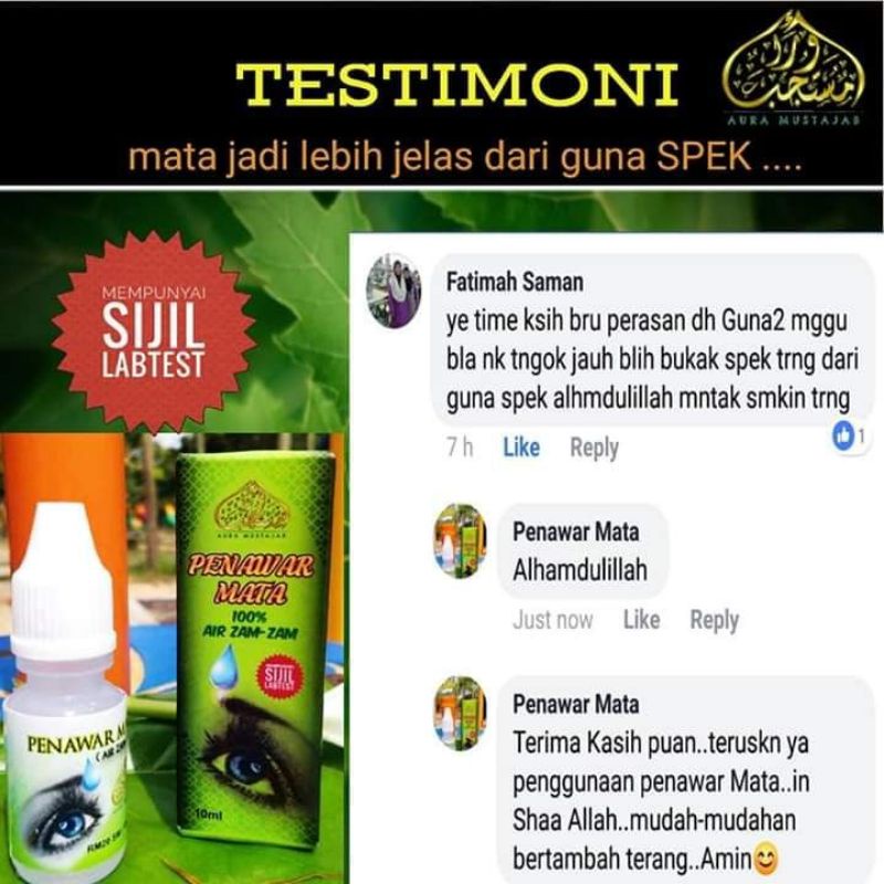 Selain bersih, air zamzam juga mengandung khasiat yang sangat bermanfaat bagi kesehatan. Buy Ready Stok Ppenawar M A T A Menghilangkan Selaput Penglihatan Lebih Cerah Mata Air Zam Zam Penawarr Seetracker Malaysia