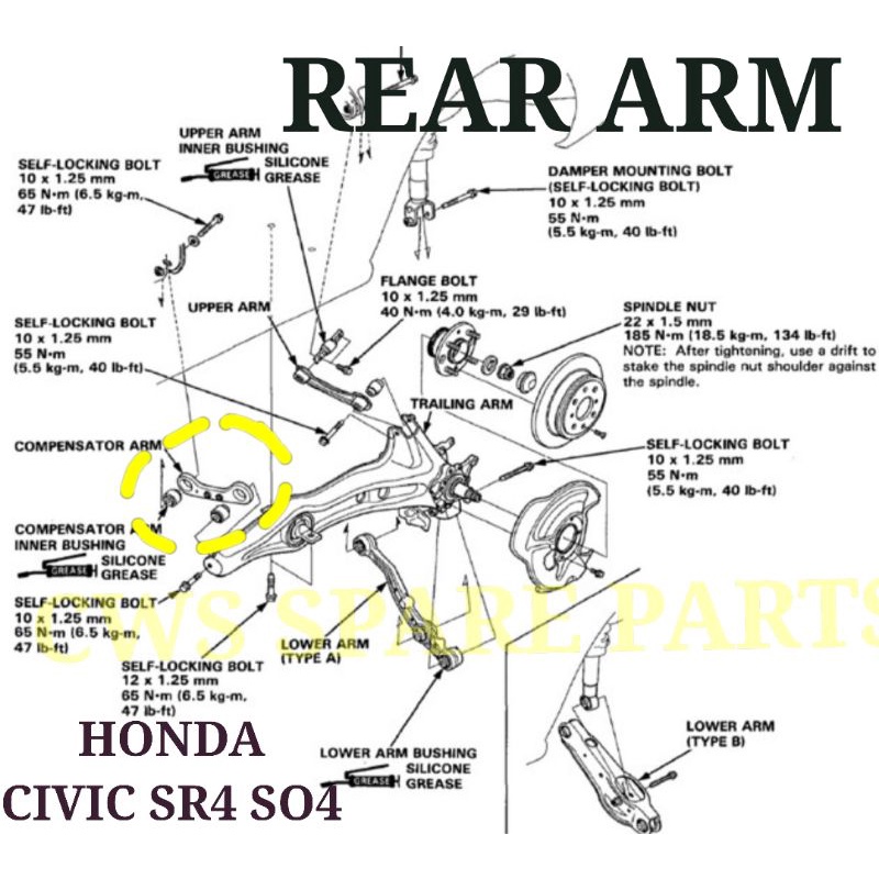 If you are experiencing any of these symptoms with your honda civic,. Oem Quality Honda Sr4 So4 Rear Suspension Arm 52341 So4 000 Shopee Malaysia