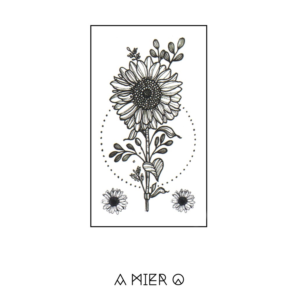 Buy Temporary Tattoo - Black Ink Sunflower Tattoo (No.1) | Seetracker Malaysia 1024_x_1024_jpg