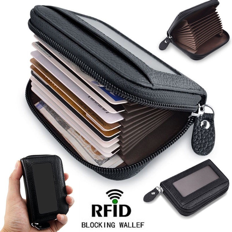 Then, make a card case or gift card holder with your new embroidery on leather skills. Men Wallet Credit Card Holder Genuine Leather RFID Blocking Zipper Pocket Black | Shopee Malaysia