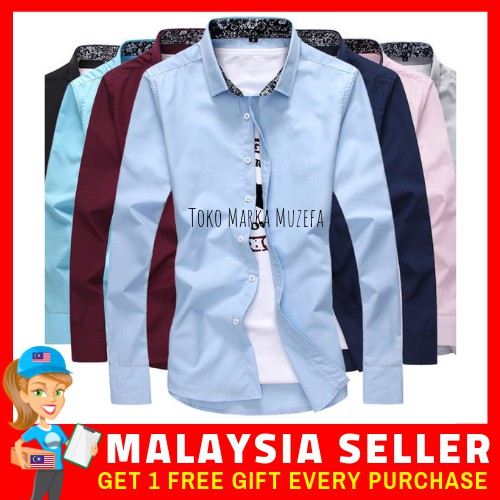 Seluar panjang serta baju kemeja berlengan panjang dan bertali leher. Kemeja Lelaki Men Man Long Sleeve Lengan Panjang Baju Office Casual Shopee Malaysia
