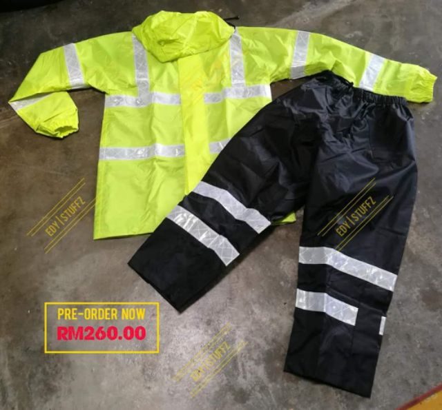 Baju hujan jaket reflektif dan kalis air baju hujan seluar. Baju Hujan Reflector Rain Coat Luminous Green Tactical Uniform Free Logo Shopee Malaysia