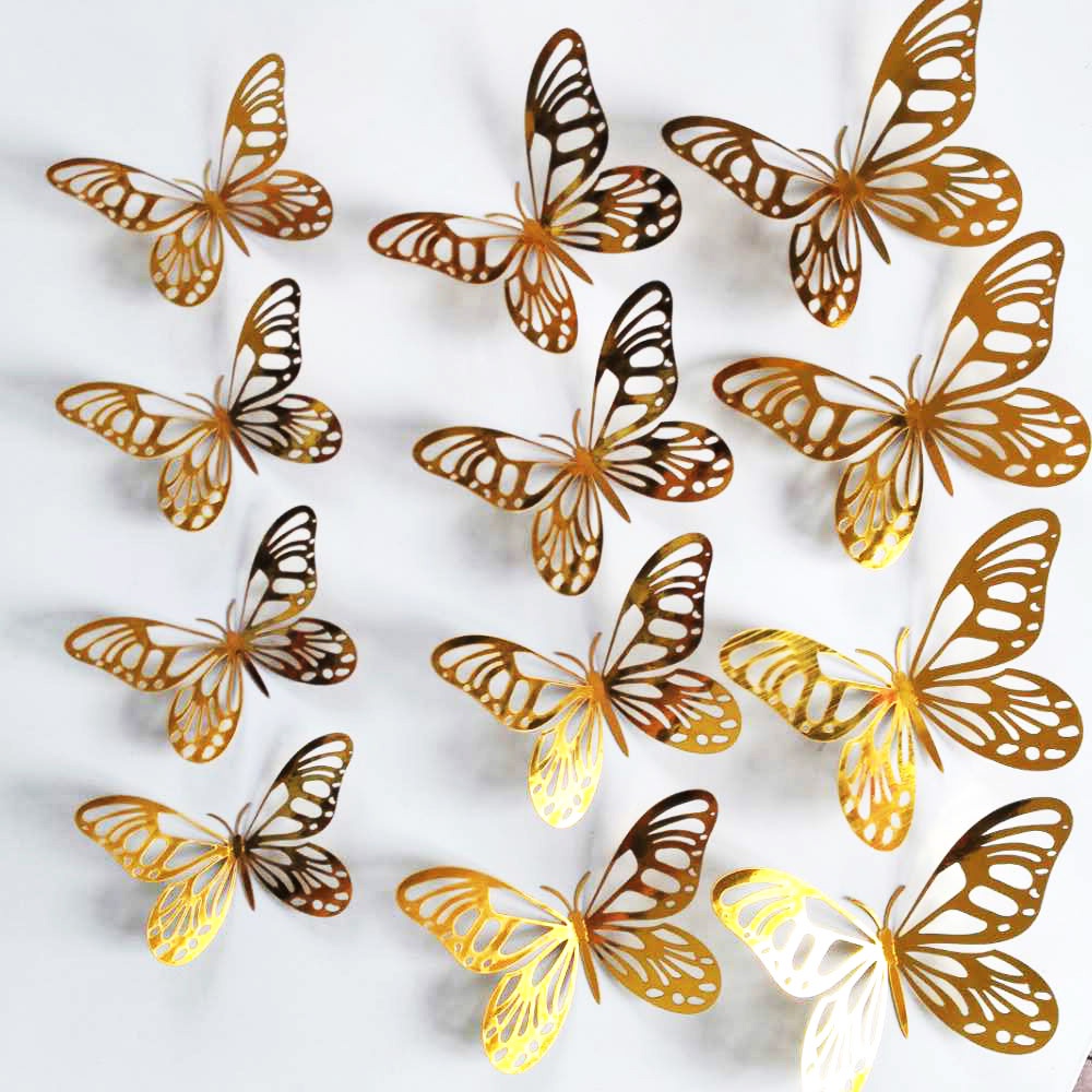 With just a few adjustments, you can lite. 12pcs Set Gold Silver Hollow Butterfly Wall Sticker 3d Butterflies Bedroom Living Room Home Decorati Shopee Philippines