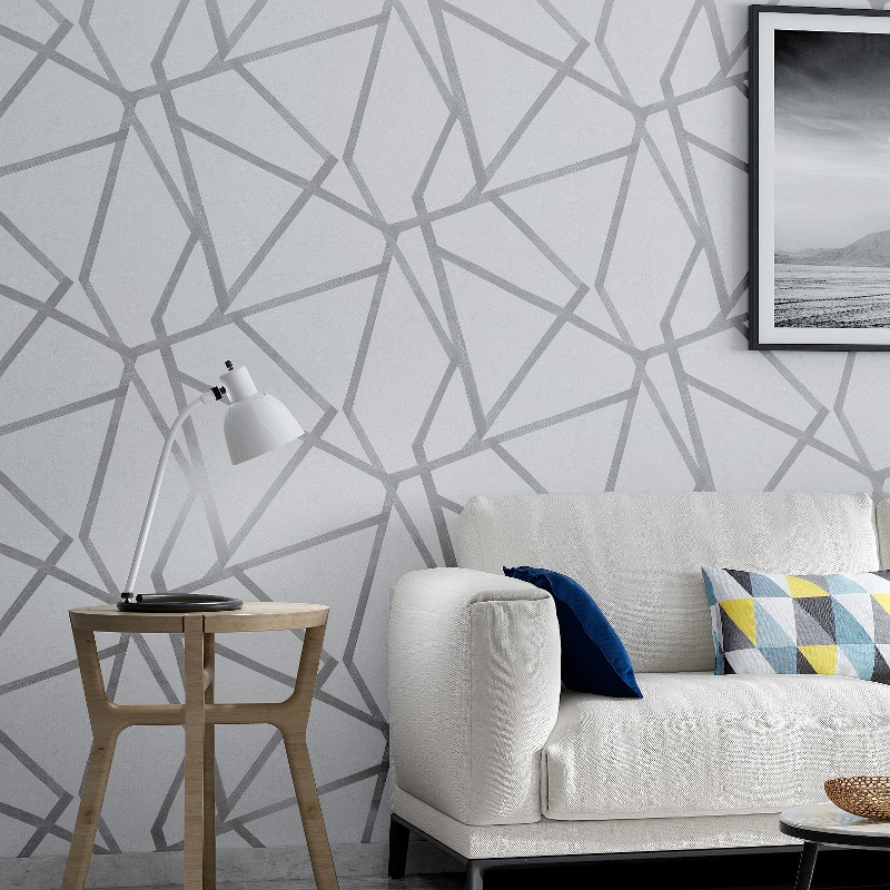 Rs.150 off for new users! Grey Geometric Wallpaper For Living Room Bedroom Gray White Patterned Modern Design Wall Paper Roll Shopee Philippines